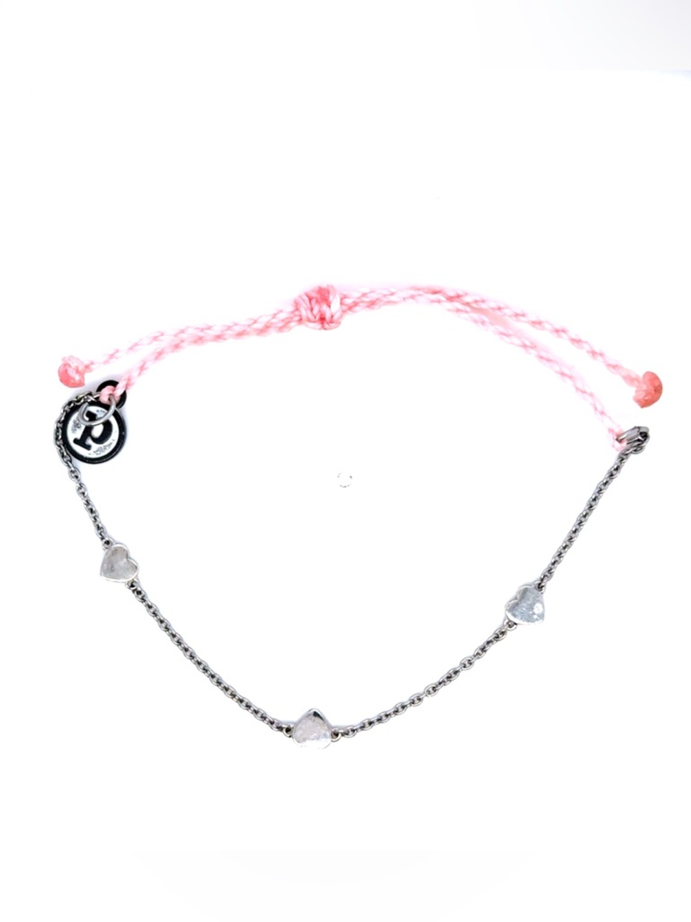 Pura Vida Pink Cord Silver‎ Heart Bracelet